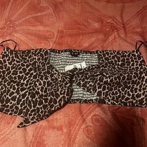 Express Brown and Black Smocked Camisole with Tie Front